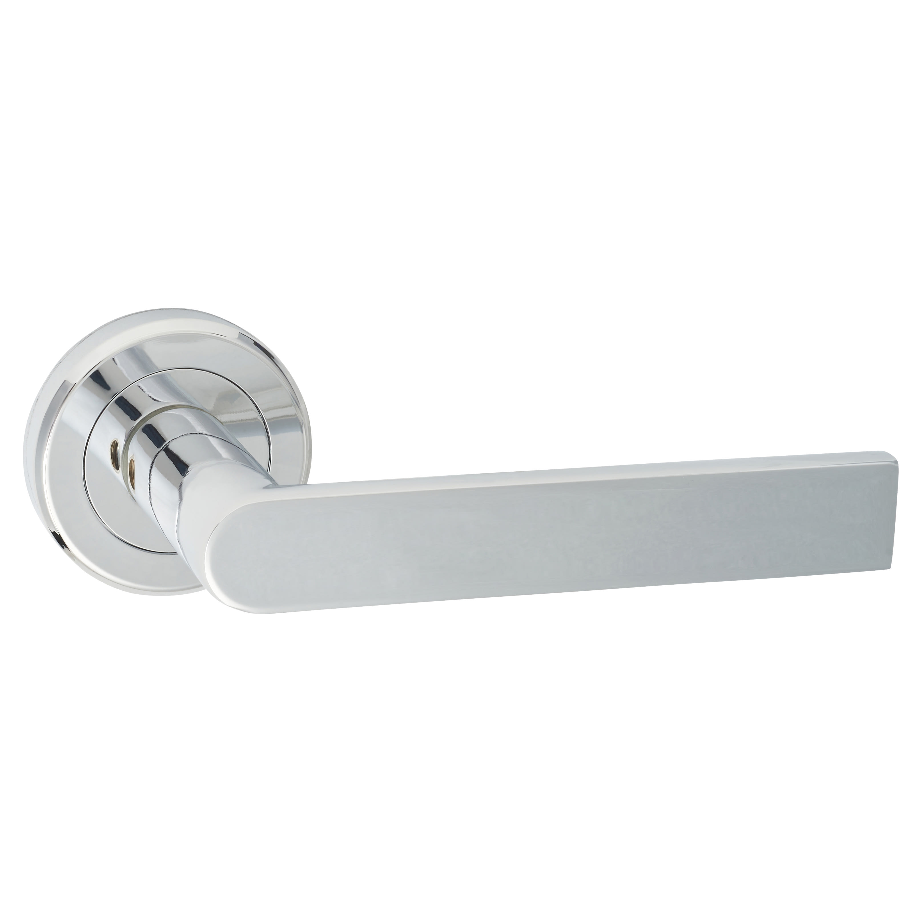 Brass Polished Chrome Door Handles on Round Rose - Edge Range - view 2