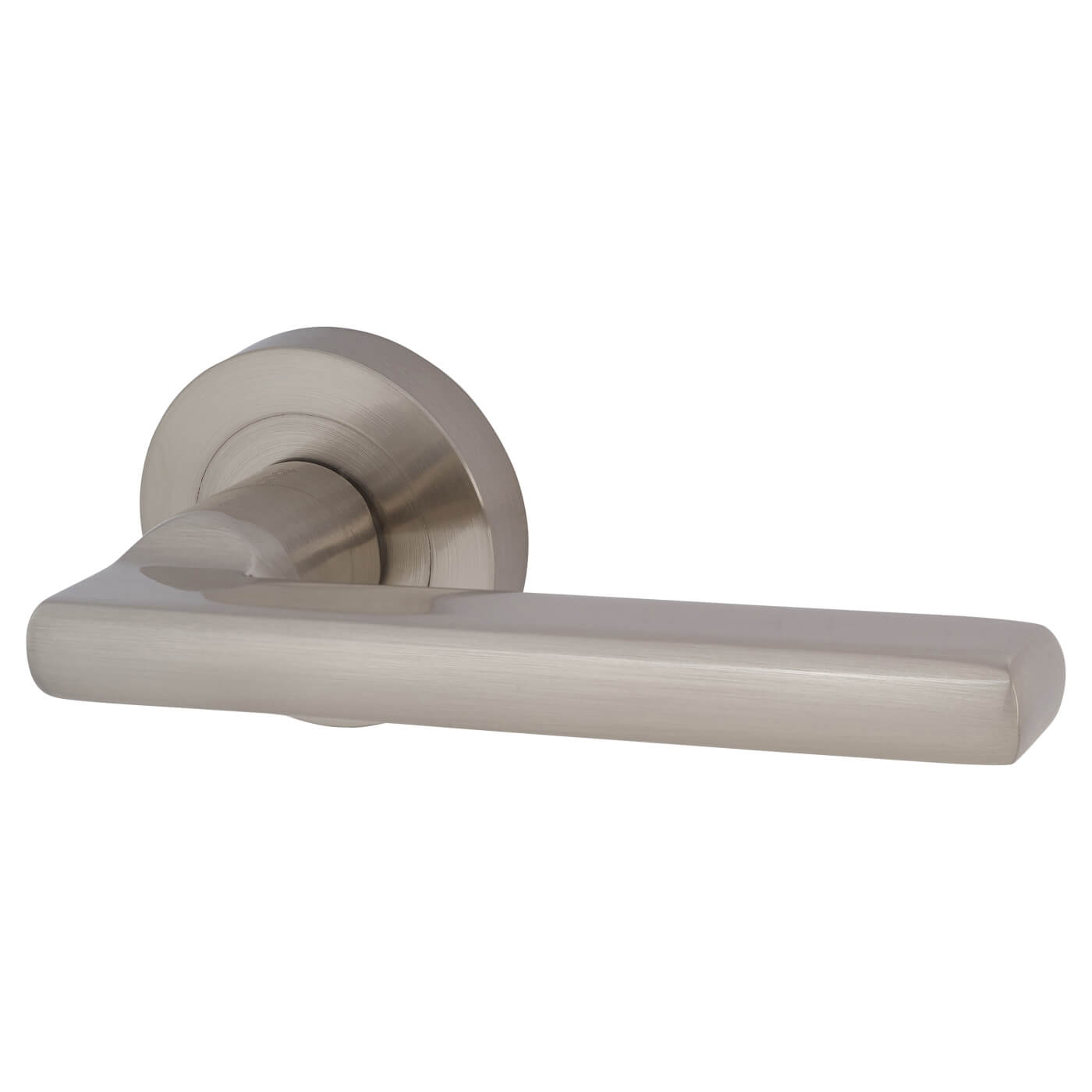 Satin Nickel Bathroom Lock Door Handles on Rose Pack - Sophia Range - view 3