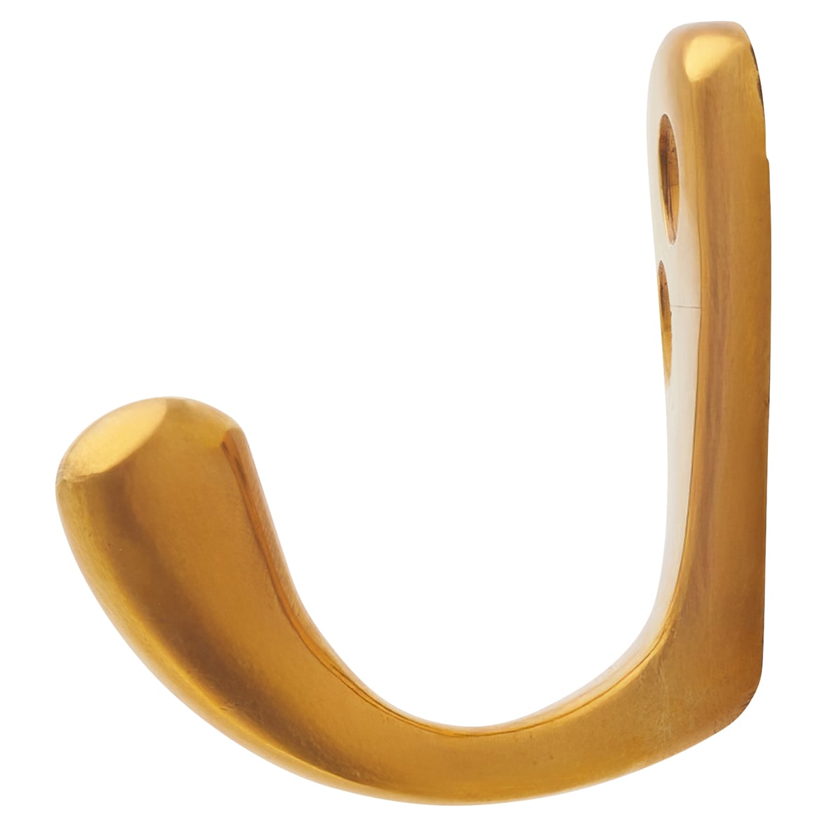 Victorian Single Coat Hook - 44 x 23mm - Polished Unlacquered Brass - view 2