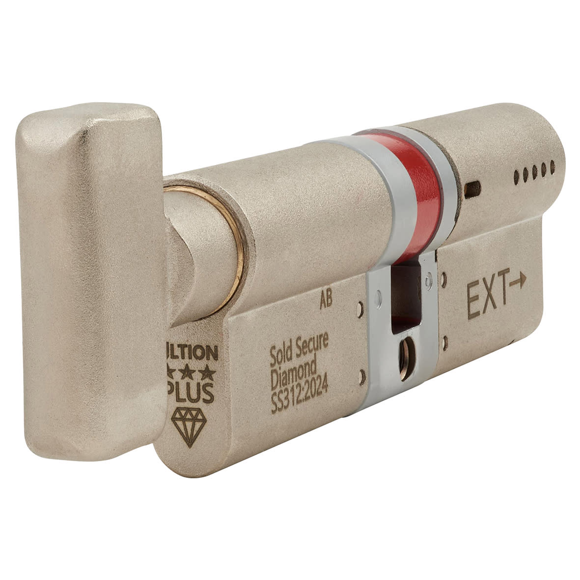 ALPS 3 Star PLUS Euro Thumbturn Cylinder - 50mm Turn + 50mm - Satin Nickel/Brass - Keyed to Differ - view 2