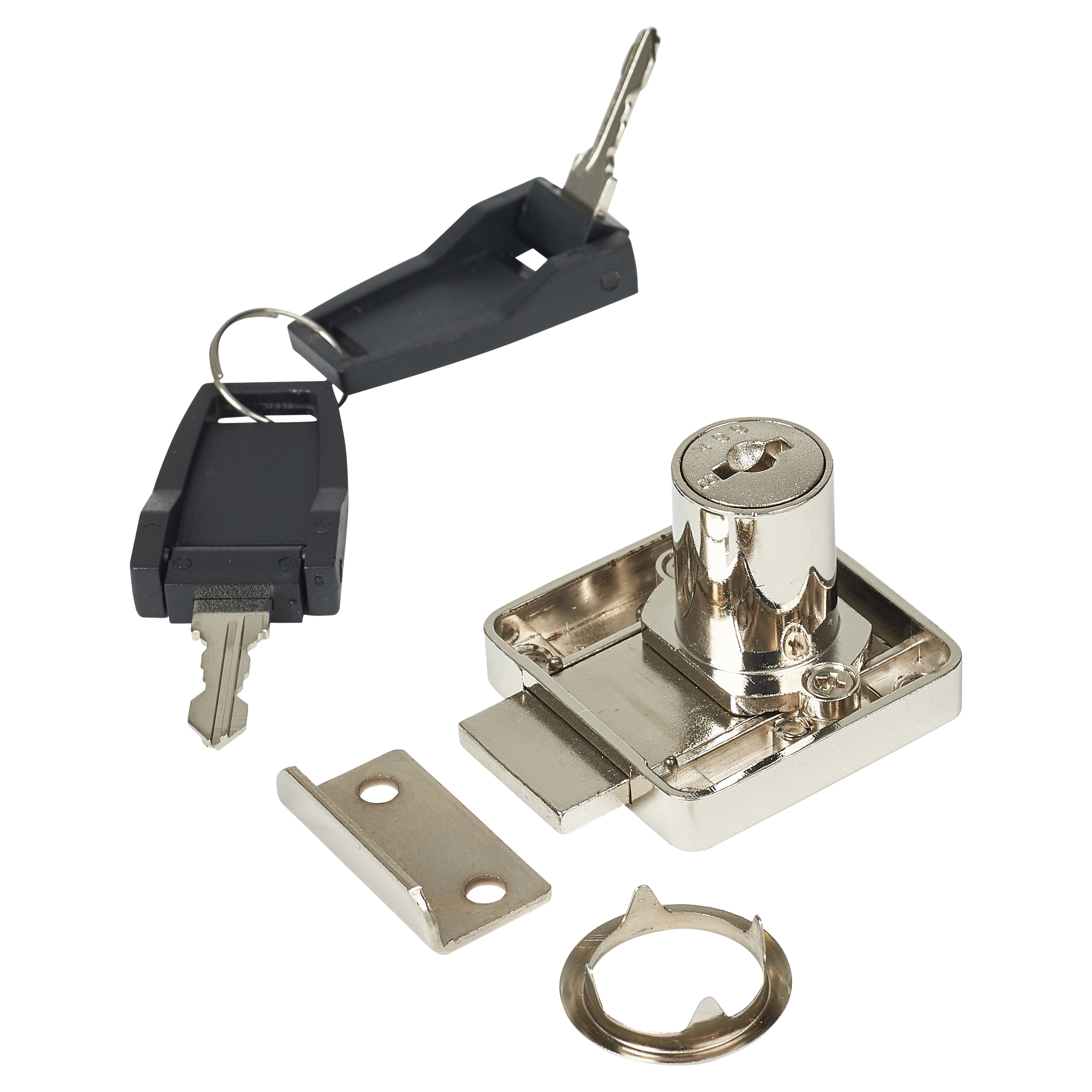 Cylinder Deadbolt Drawer Lock - 18 x 22mm - Keyed to Differ - Nickel Plated - view 2