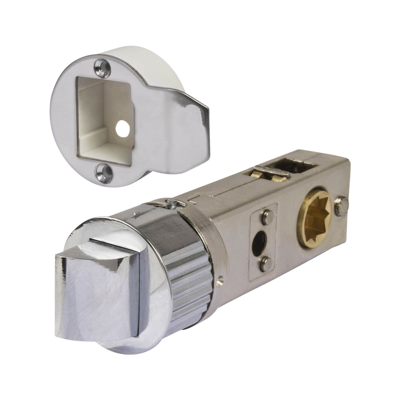 Smartlatch Bolt Through Tubular Latch - 71mm Case - 57mm Backset - Round - Polished Chrome - view 2