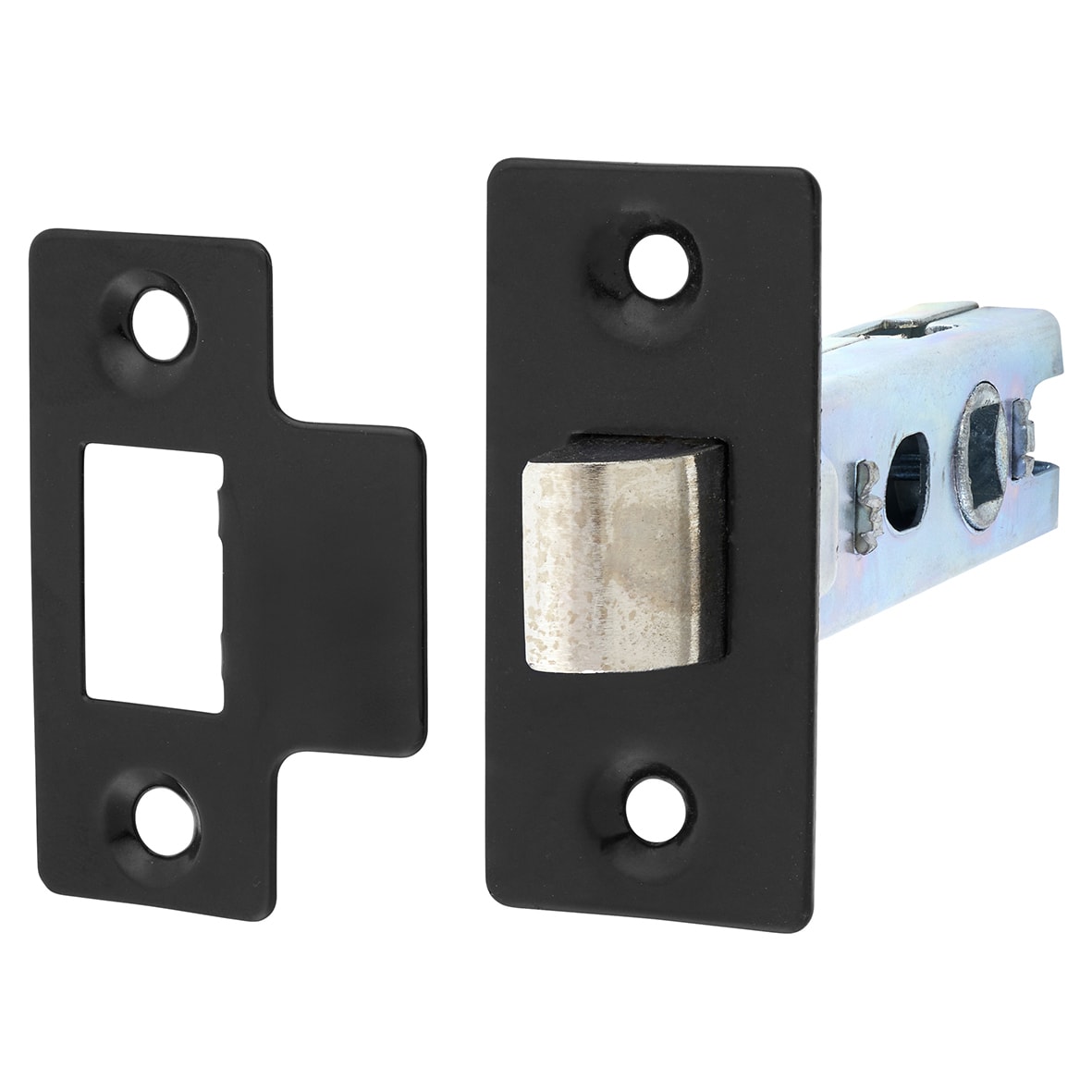 Matt Black Bathroom Deadbolt Lock Door Handles on Rose Pack - Ivy Range - view 3