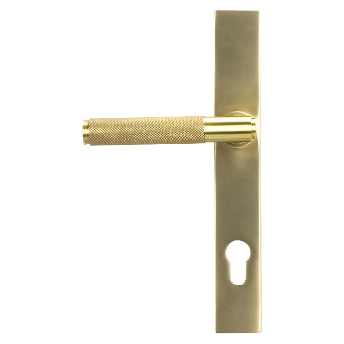 Satin Brass uPVC Slimline Knurled Multipoint Door Handles - 92mm c/c - Brompton Range - view 2