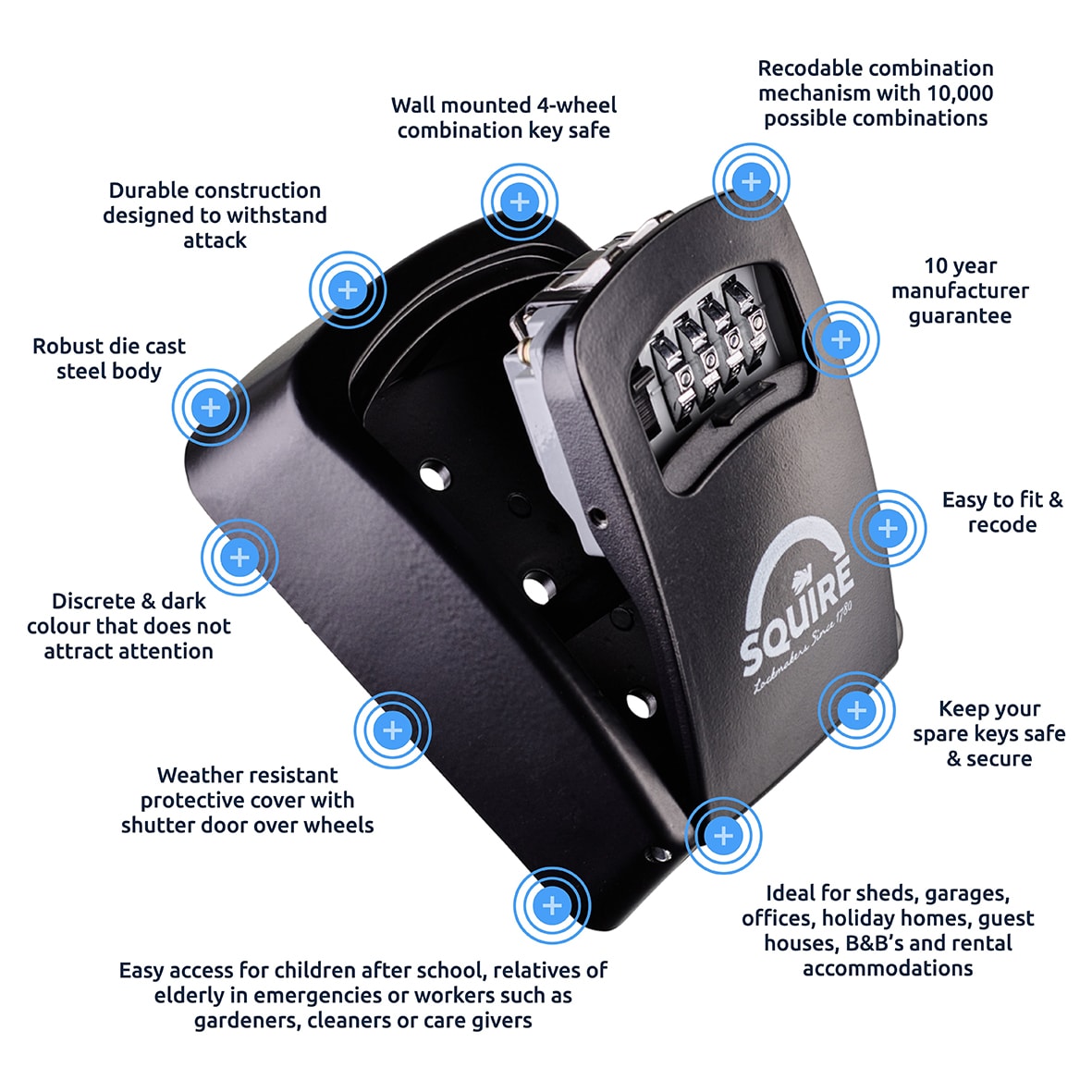 KEYKEEP1 Combi Key Safe - 125 x 85 x 35mm - Black - view 7