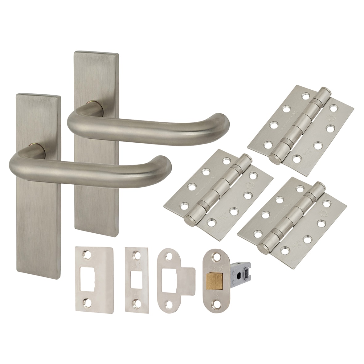 Satin Stainless Steel 19mm Return to Door Latch Door Handles Pack - view 2