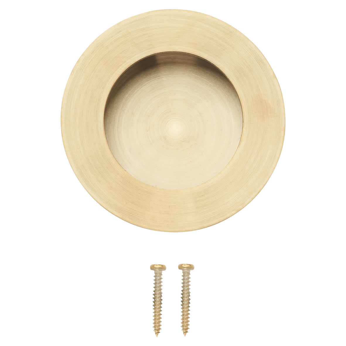 Circular Flush Cabinet Pull Handle - 65mm Diameter - PVD Satin Brass - view 5