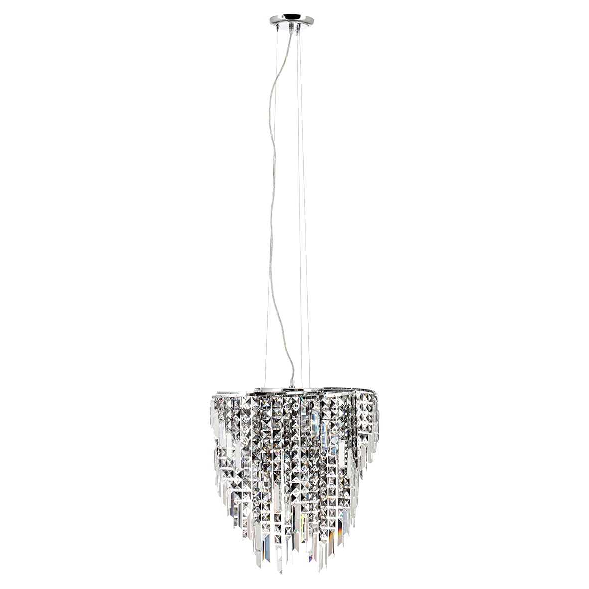 Esme 3 Light Chandelier Ceiling Light - Polished Chrome Fittings with Crystal Droplets - view 4