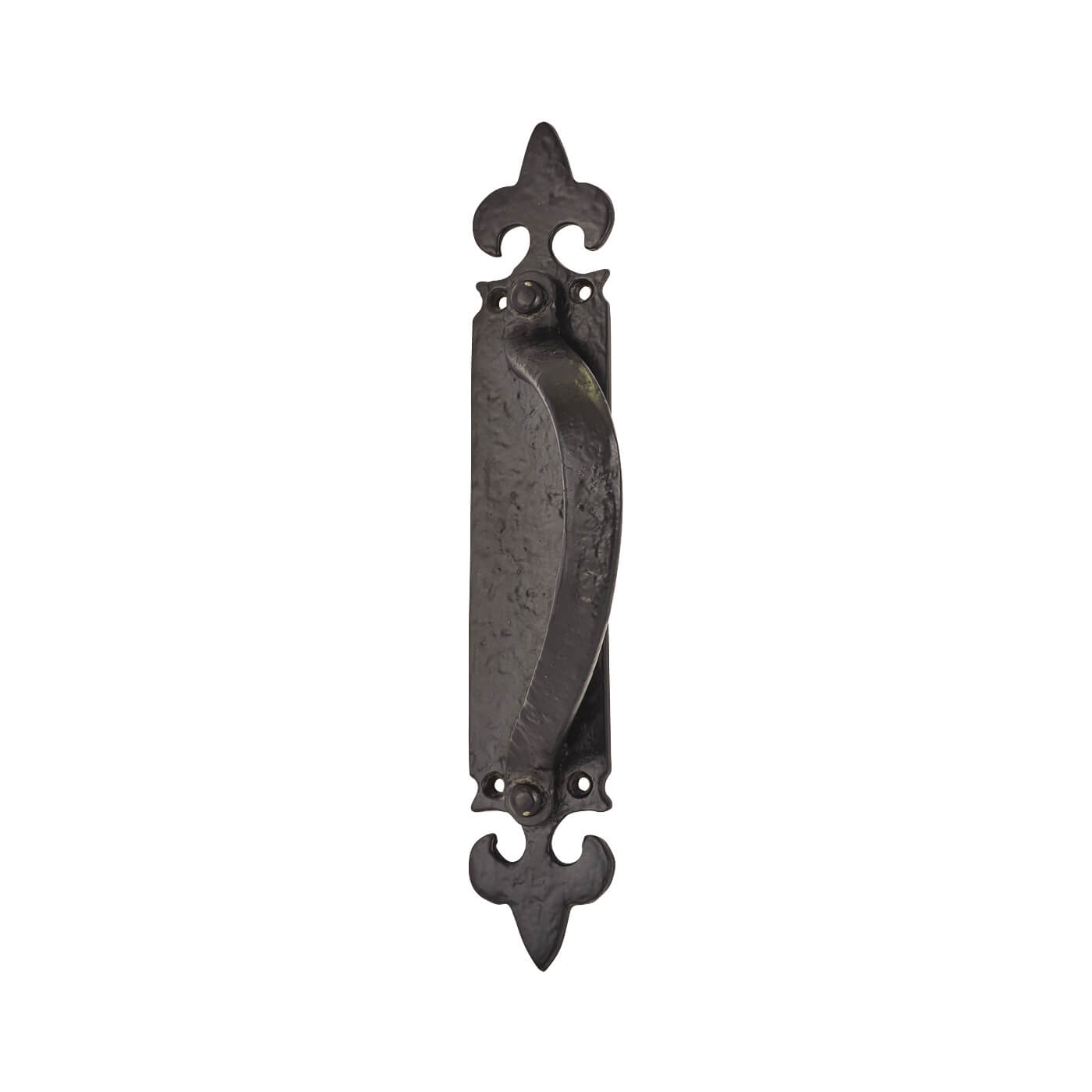 Black Iron Fleur de Lys Offset Door Pull Handle on Plate - Screw Fix - 260 x 45mm - RH - view 2