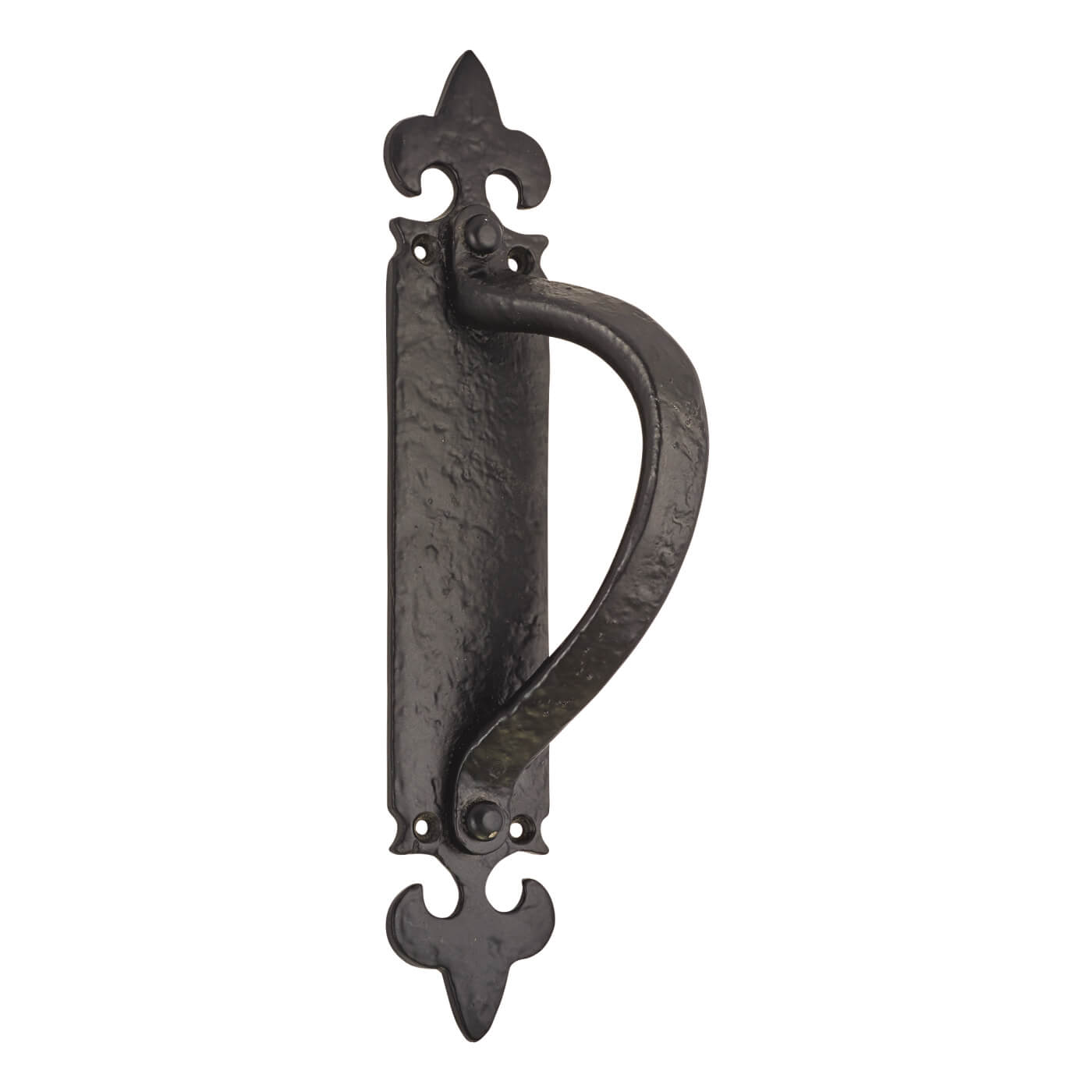 Black Iron Fleur de Lys Offset Door Pull Handle on Plate - Screw Fix - 260 x 45mm - RH - view 3