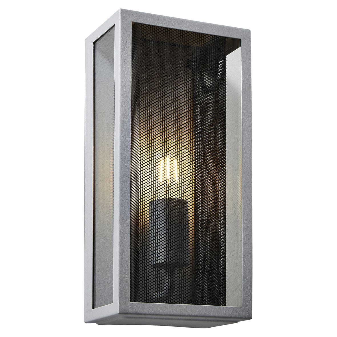 Forum Zink Cuba Outdoor Wall Lantern Light - IP44 - Silver with Black Mesh Insert - view 3
