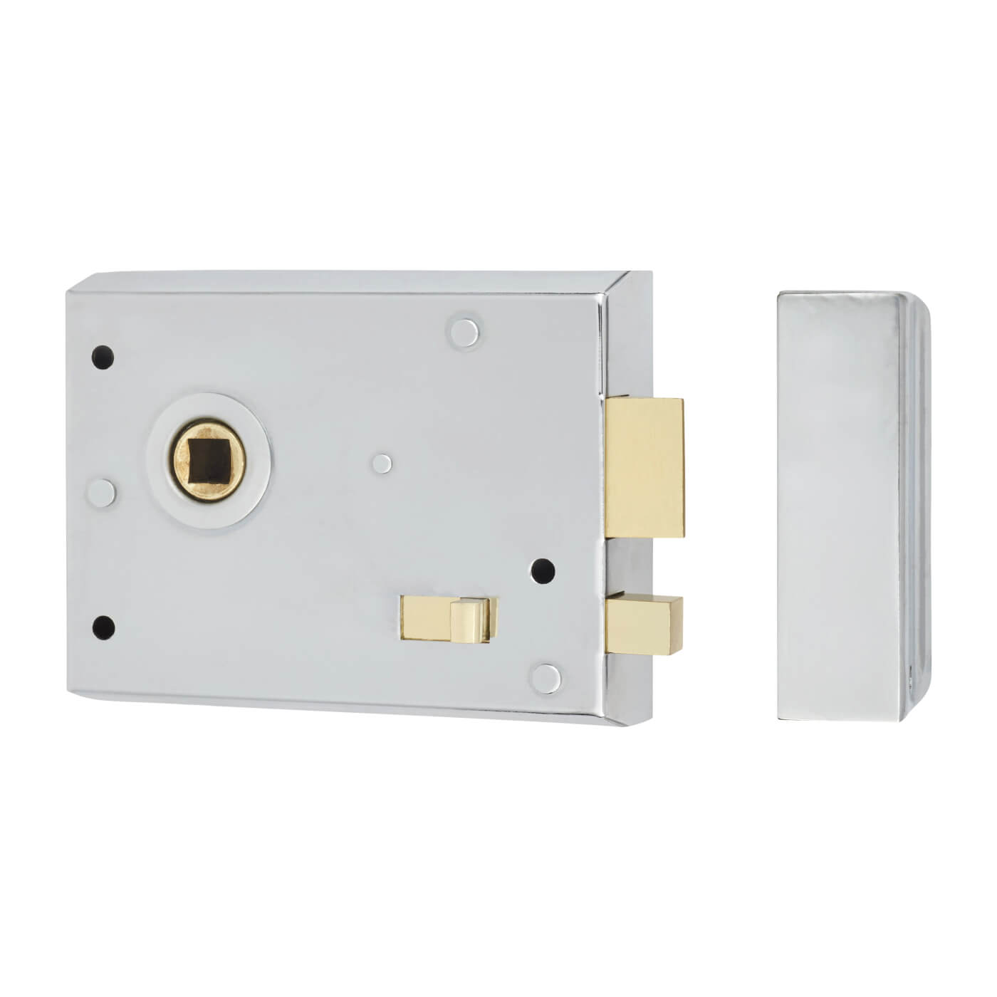 Rim Lock with Snib - 105 x 80mm - Satin Chrome - view 2