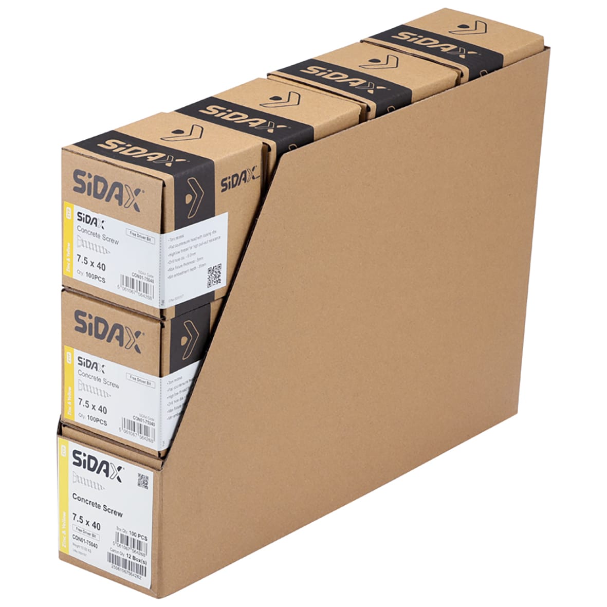 Concrete Screw - Countersunk - Yellow Zinc - 7.5 x 40mm - Pack of 100 - view 3