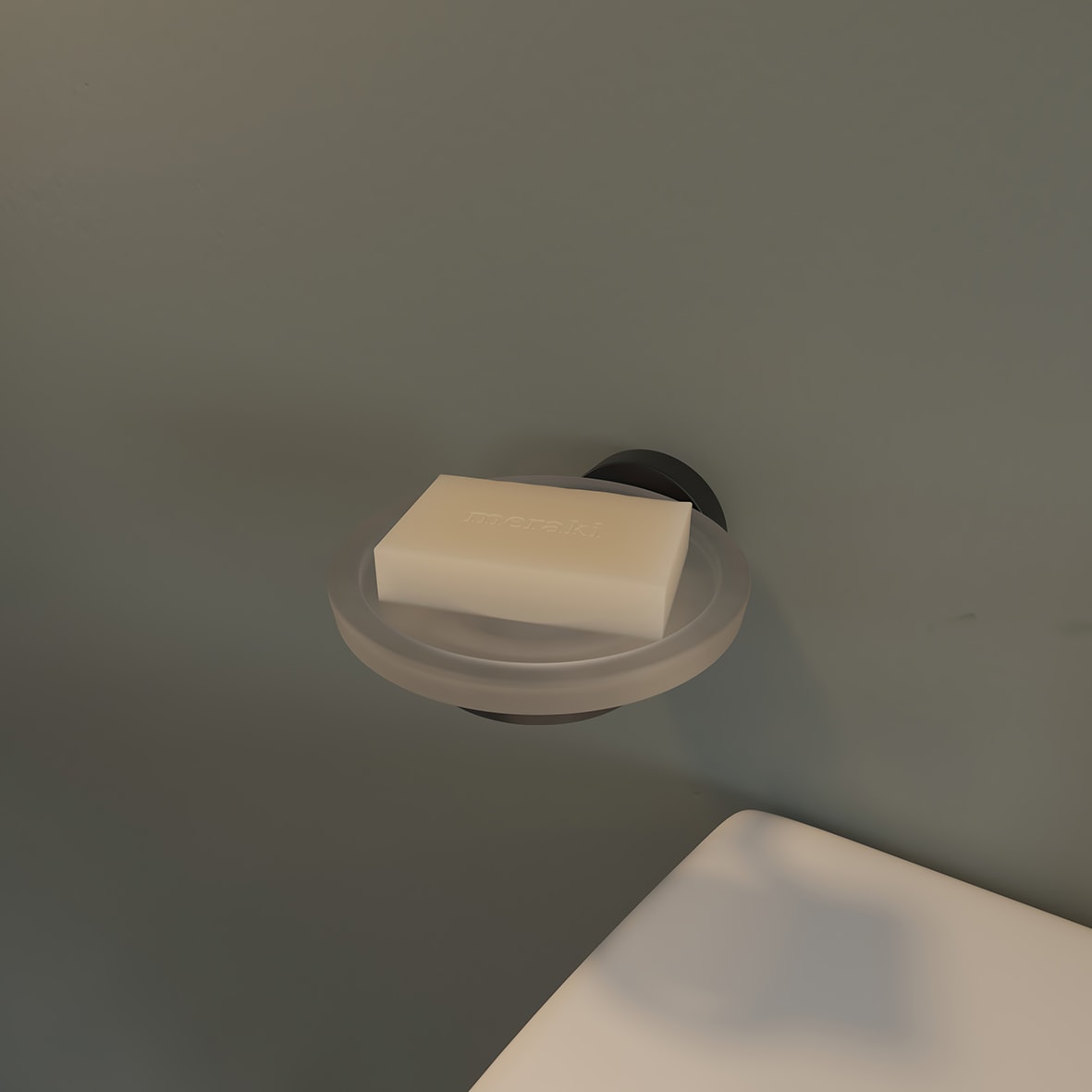Epsom Flexi-Fix Frosted Glass Soap Dish & Holder - 130 x 107.5 x 54mm - Matt Black - view 2
