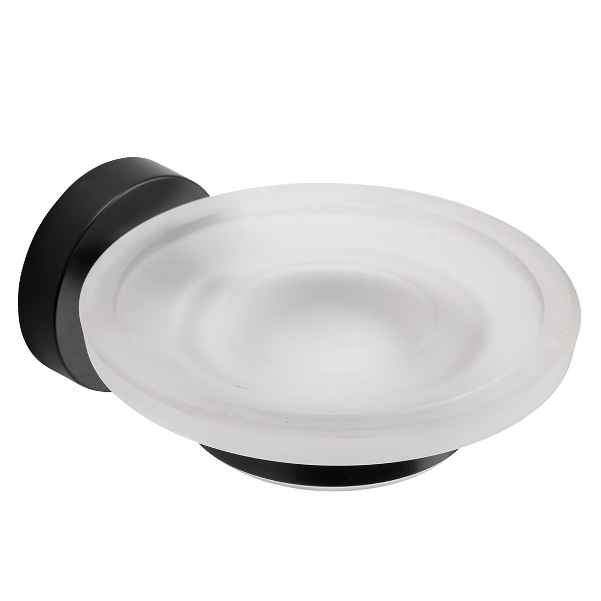 Epsom Flexi-Fix Frosted Glass Soap Dish & Holder - 130 x 107.5 x 54mm - Matt Black - view 3