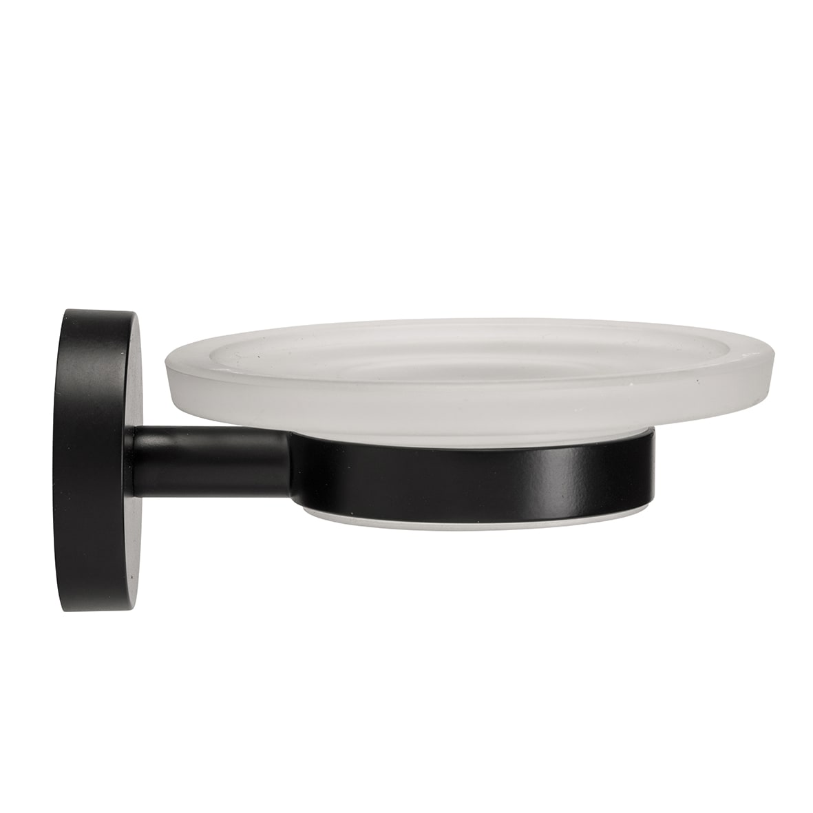 Epsom Flexi-Fix Frosted Glass Soap Dish & Holder - 130 x 107.5 x 54mm - Matt Black - view 4