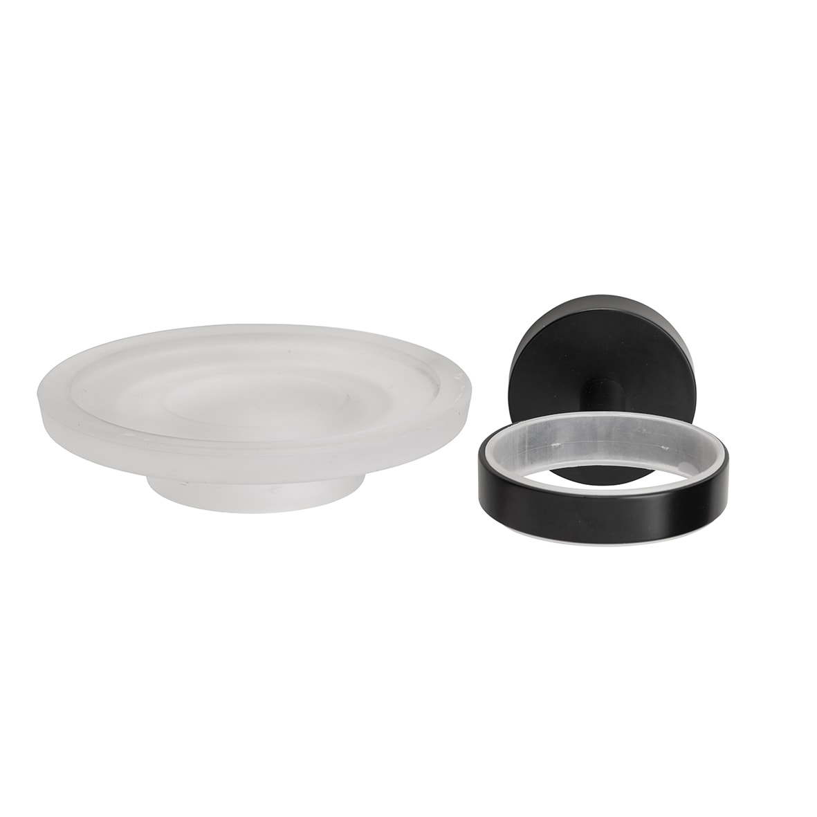 Epsom Flexi-Fix Frosted Glass Soap Dish & Holder - 130 x 107.5 x 54mm - Matt Black - view 5