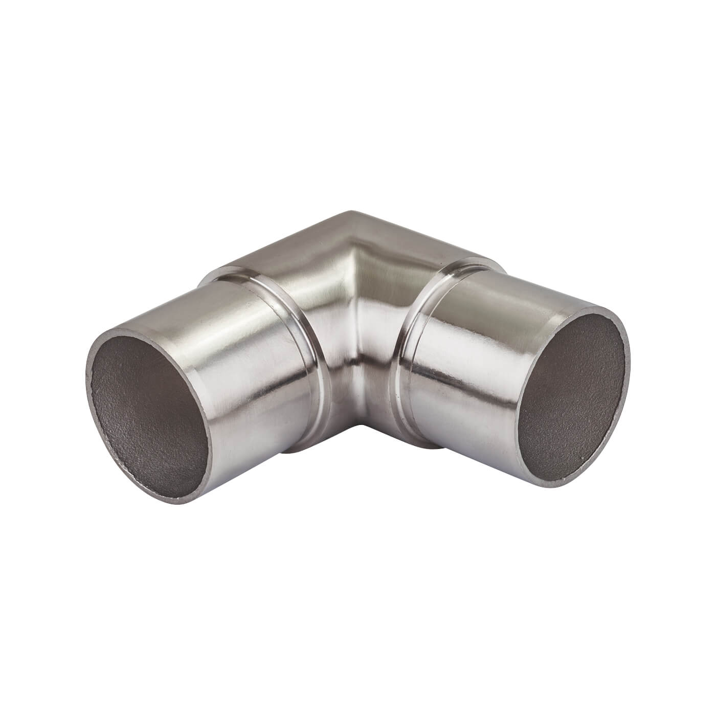 90° Sharp Elbow Tube Connector - 316 Brushed Satin Stainless Steel - view 2