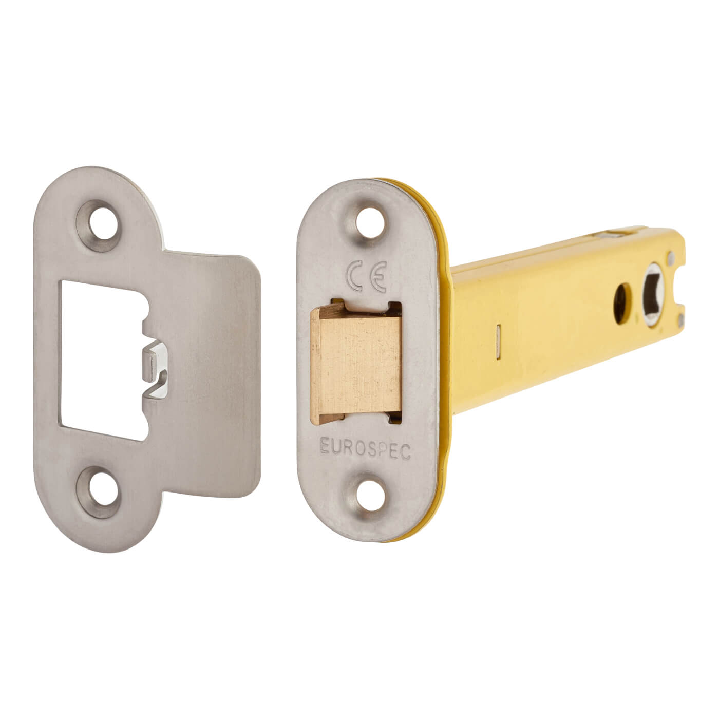 Heavy Duty Bolt Through Tubular Latch - 128mm Case - 107mm Backset - Radius - Satin Stainless - view 2