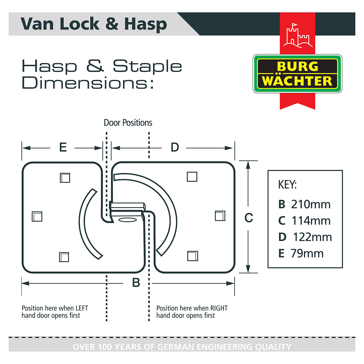 Heavy Duty Hardened Steel Van Hasp & Padlock Kit - Silver - view 6
