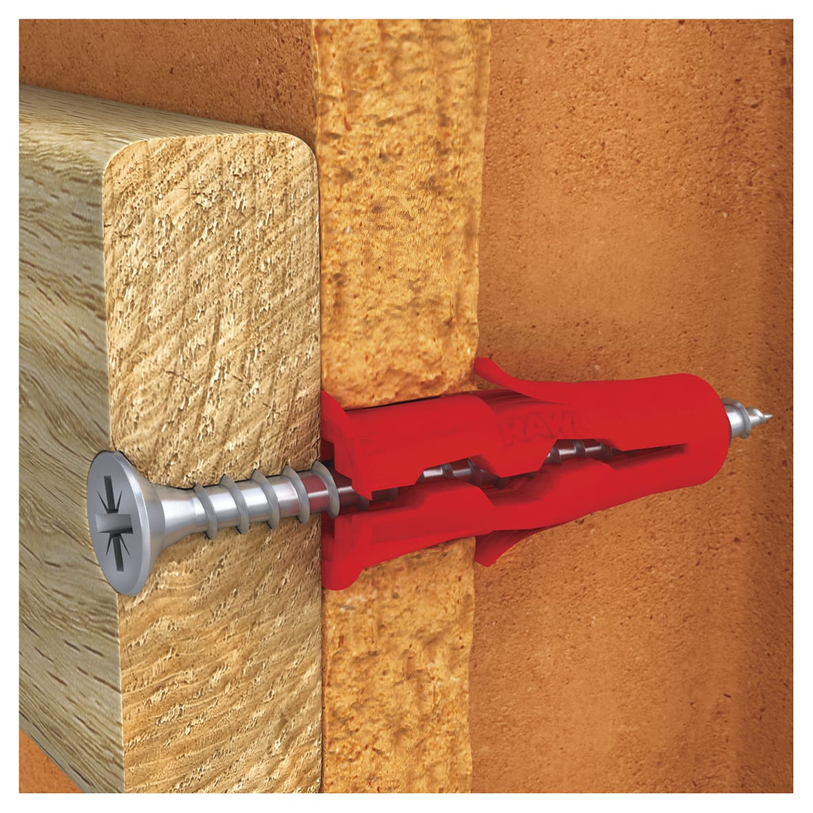UNO Wall Plug - 6 x 28mm - Red - Pack of 1000 - view 3