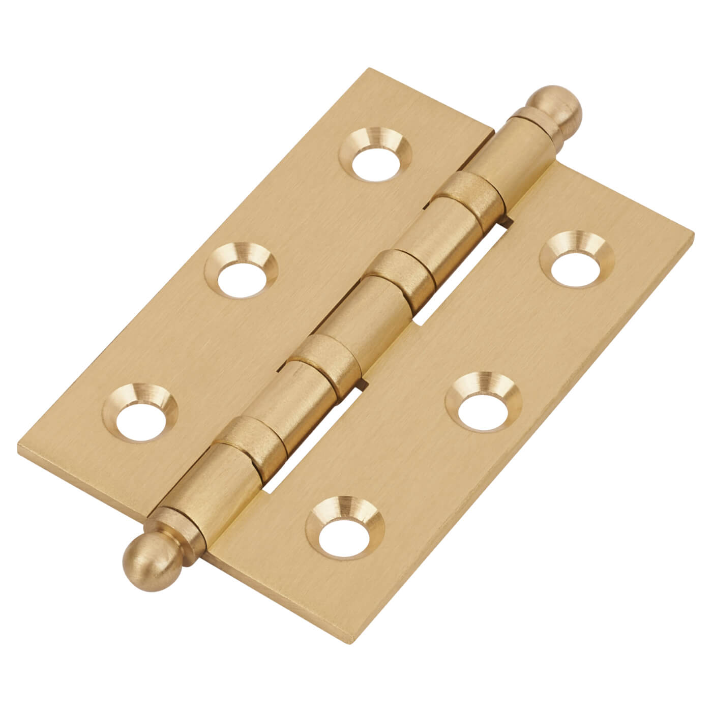 Ball Tip Washered Butt Door Hinge - 75 x 50 x 2.5mm - Satin Brass - Pair - view 2