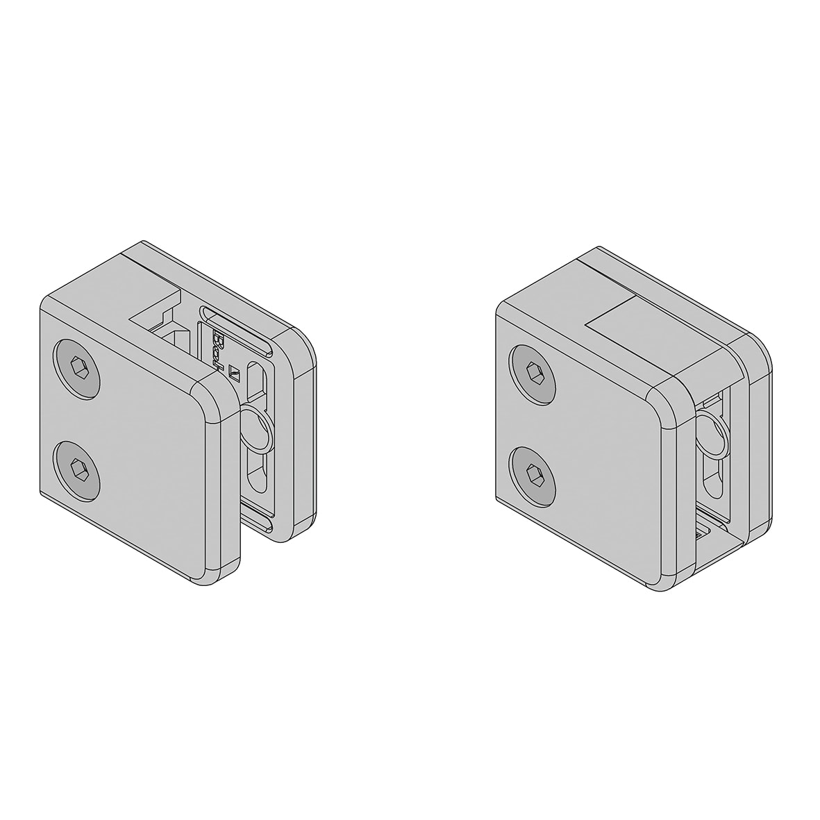 Square Balustrade Clamps & Inserts - 10mm Glass - 45mm x 45mm - Austenitic Stainless - Pk of 4 - view 5