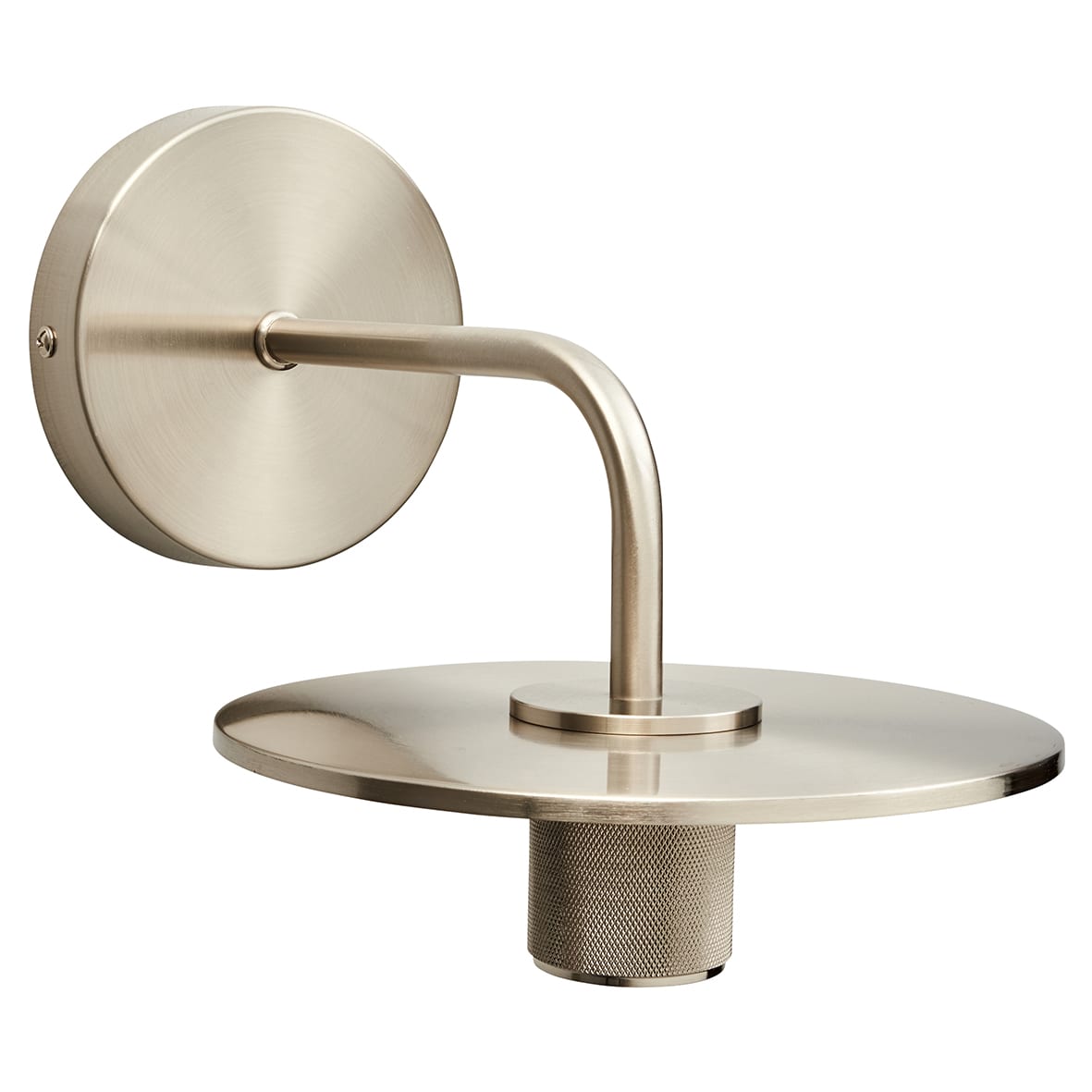 Savaneta Knurled Indoor Wall Light - Satin Nickel Fittings and Plate - view 3