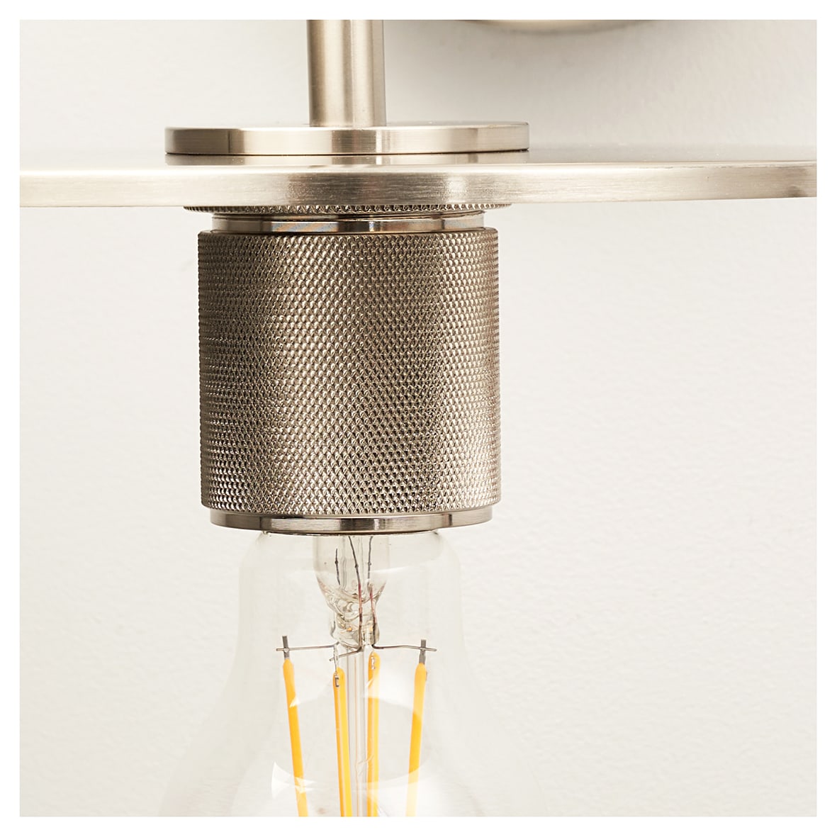 Savaneta Knurled Indoor Wall Light - Satin Nickel Fittings and Plate - view 4