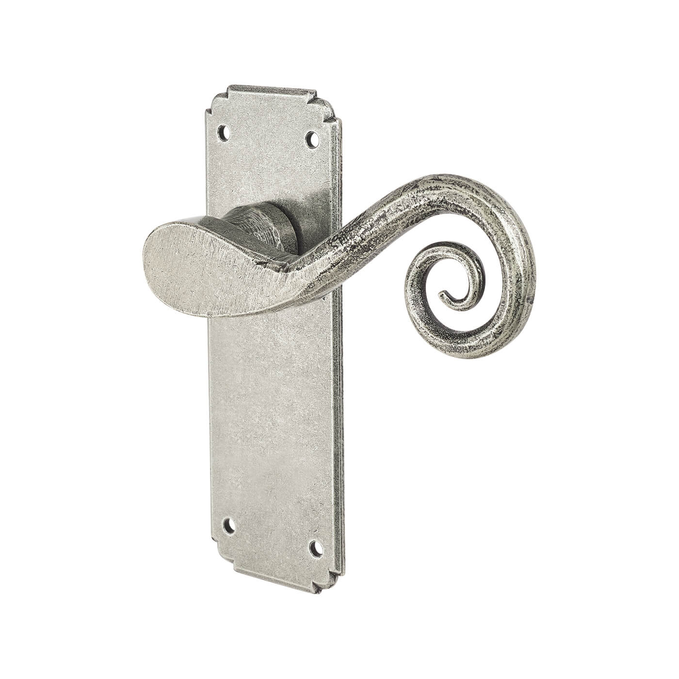 Pewter Monkey Tail Latch Door Handles - 152 x 50mm - view 2