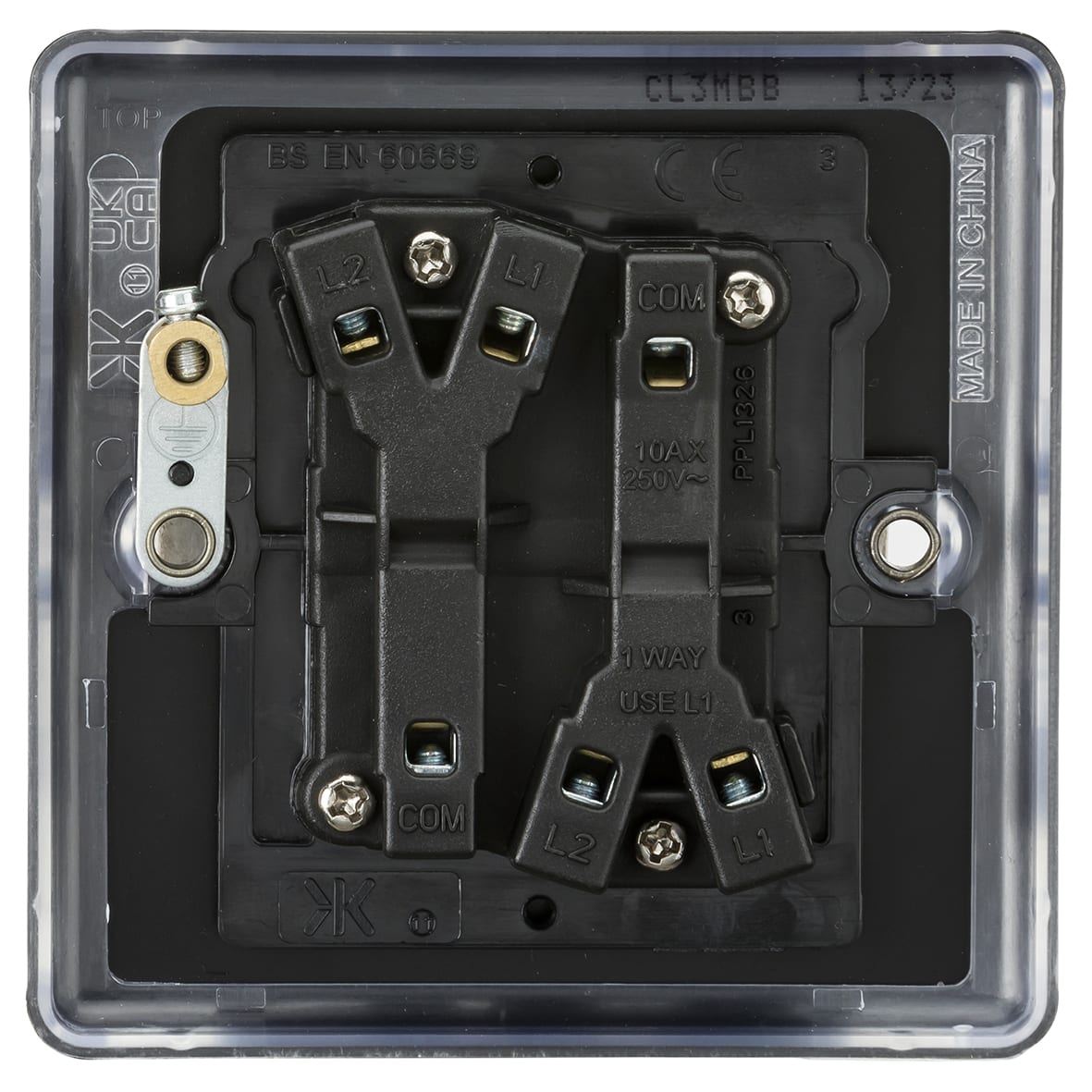 10AX 2 Gang 2 Way Round Edge Light Switch - Matt Black - view 4