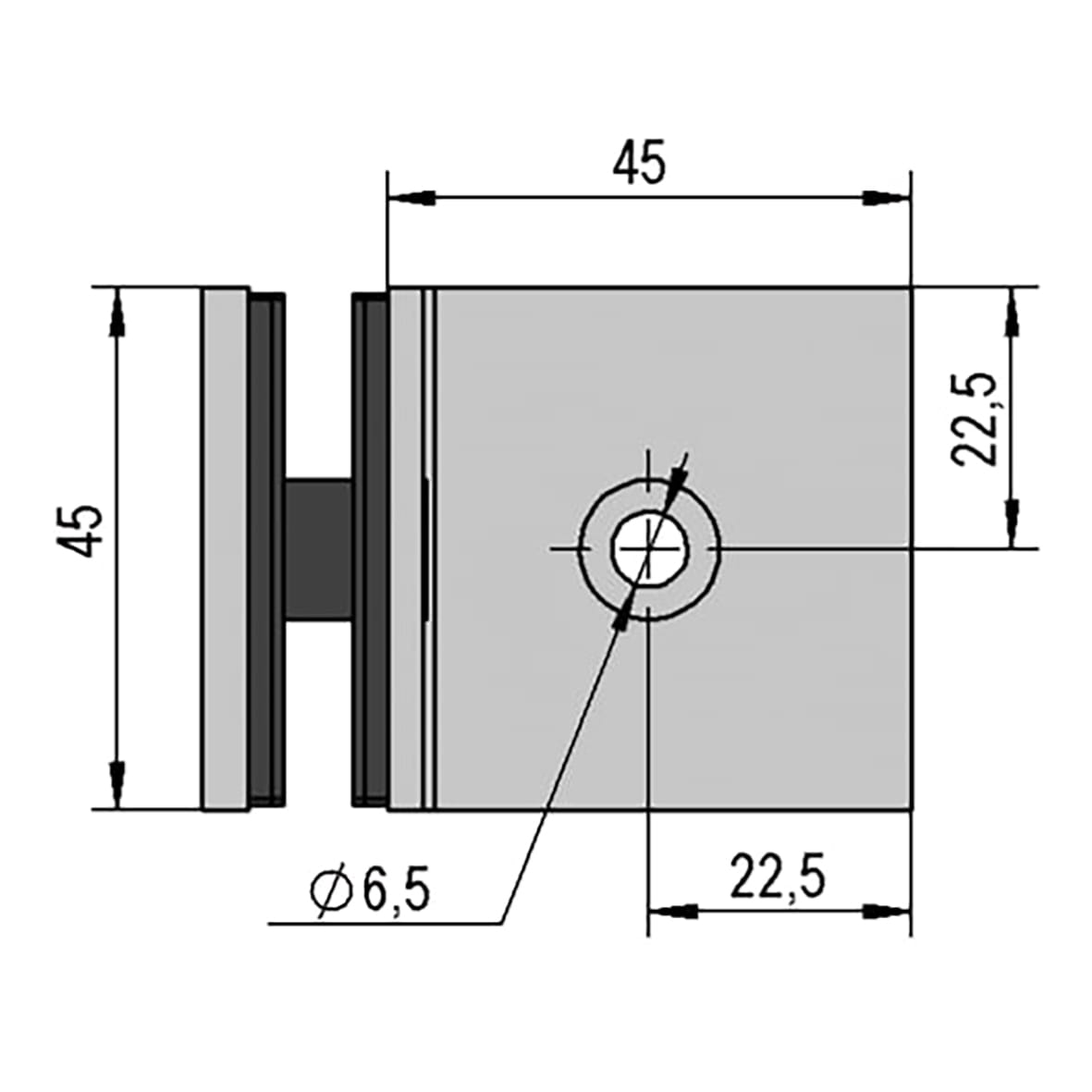 Bilbao Small Glass Clamp - Wall Mount - 8-12mm Glass - Polished Chrome - view 2
