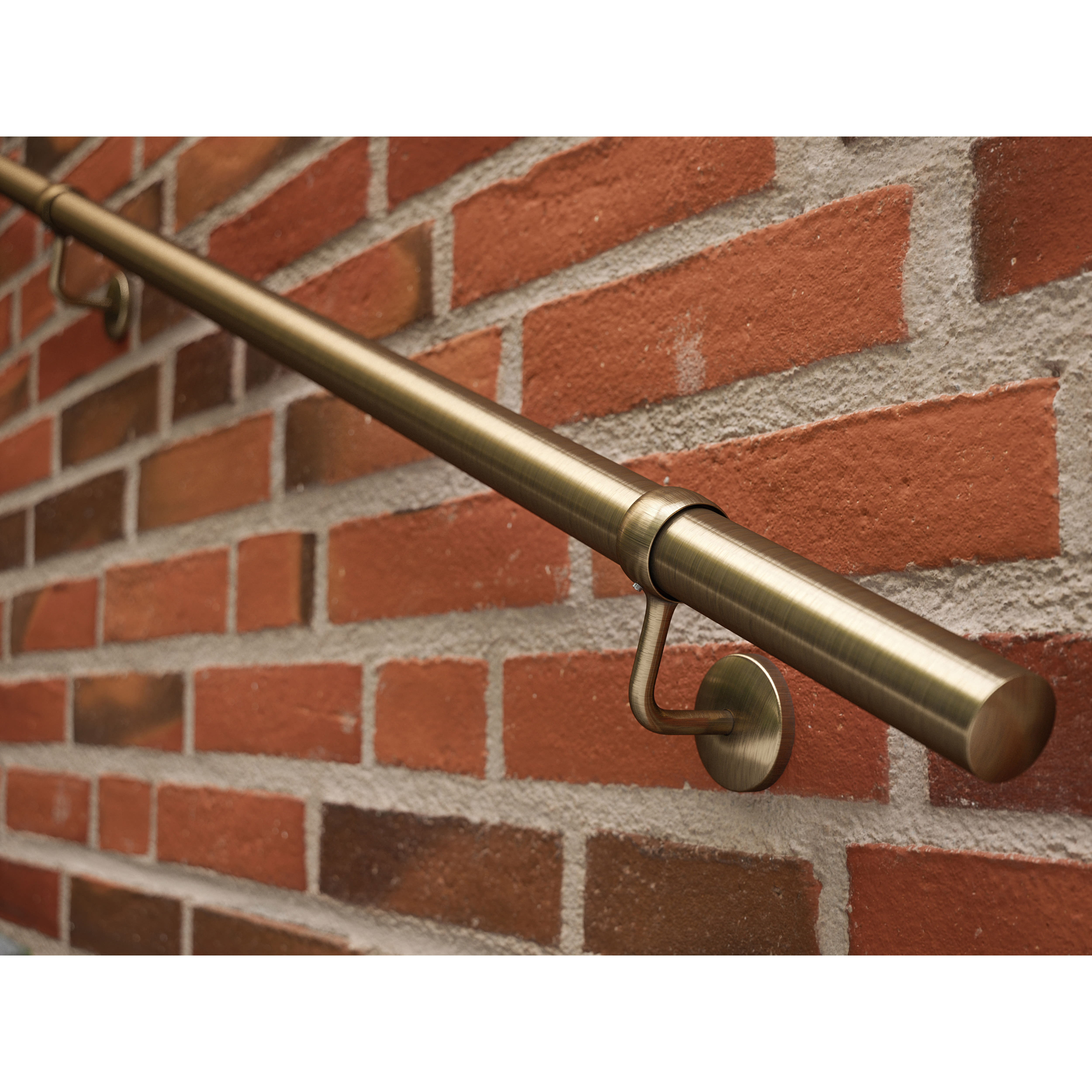 40mm Handrail Banister Staircase Rail Support Kit - 3600mm Length - Antique Brass - view 2