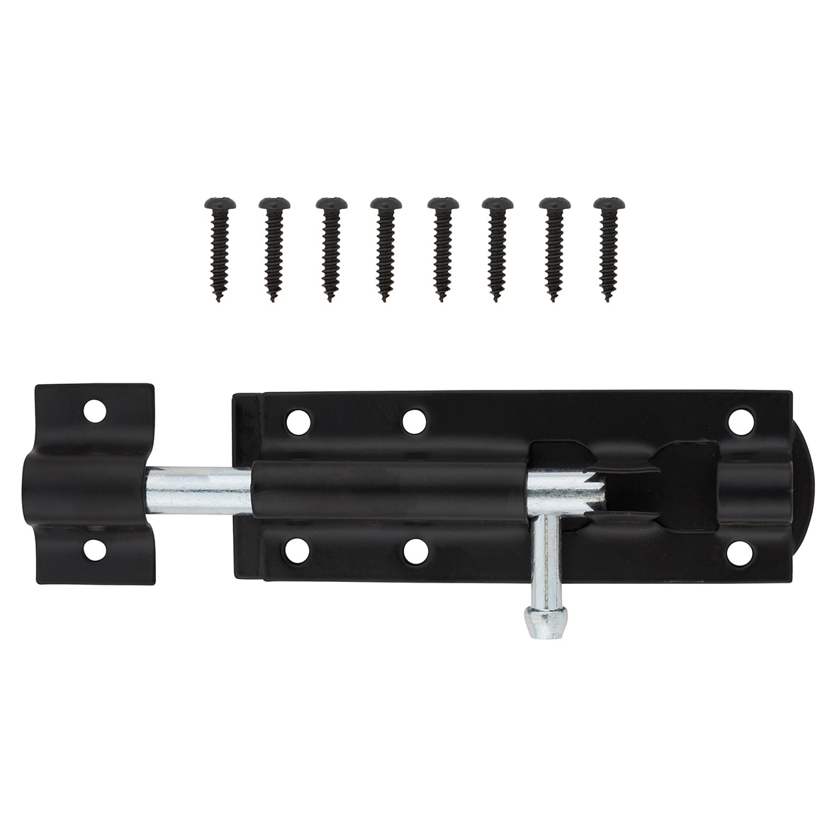Traditional Tower Gate Bolt - Straight - 100mm Length - Black Japanned - view 2