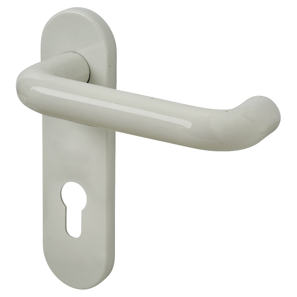 Diamond White Nylon Steel Core Euro Lock Door Handles - 72mm c/c - Paris Range - view 2