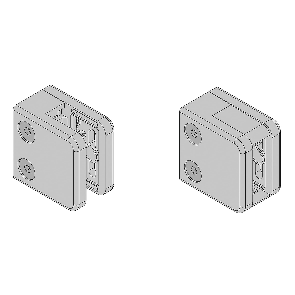 Square Balustrade Clamps & Inserts - 10mm Glass - 45mm x 45mm - Polished Chrome - Pack of 4 - view 5