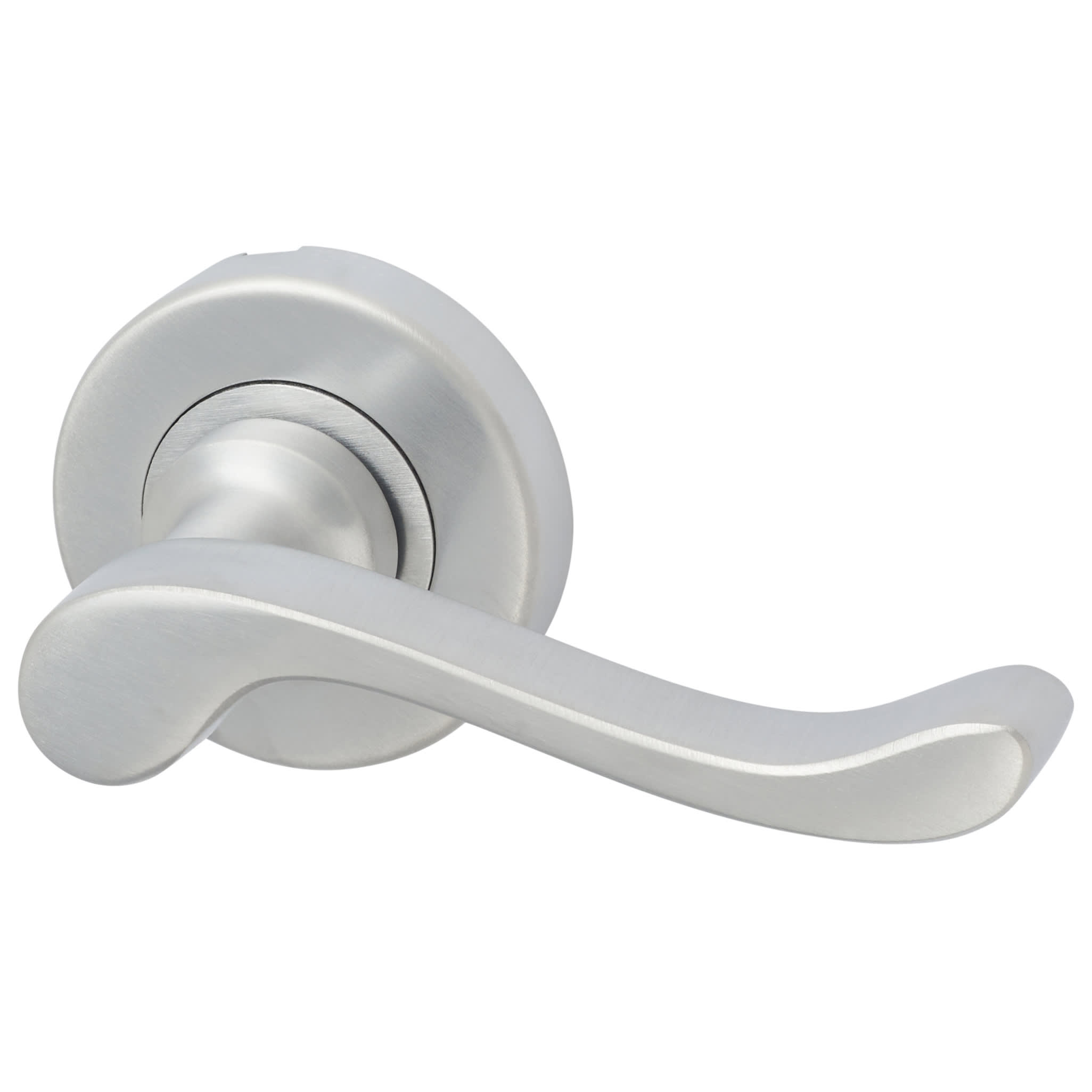 Marcus Satin Chrome Scroll Door Handles on Round Rose - Bedford Range - view 2