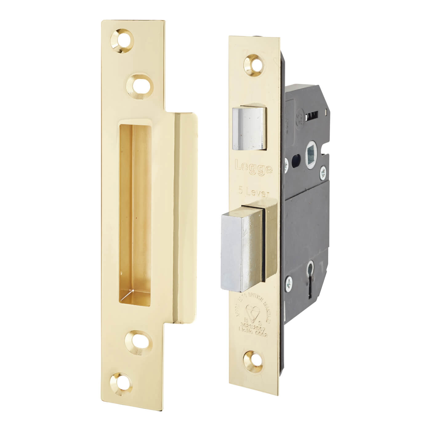 Heavy Duty:2007 Bolt Through 5 Lever Sashlock - 68mm Case - 45mm Backset - Polished Brass - view 2