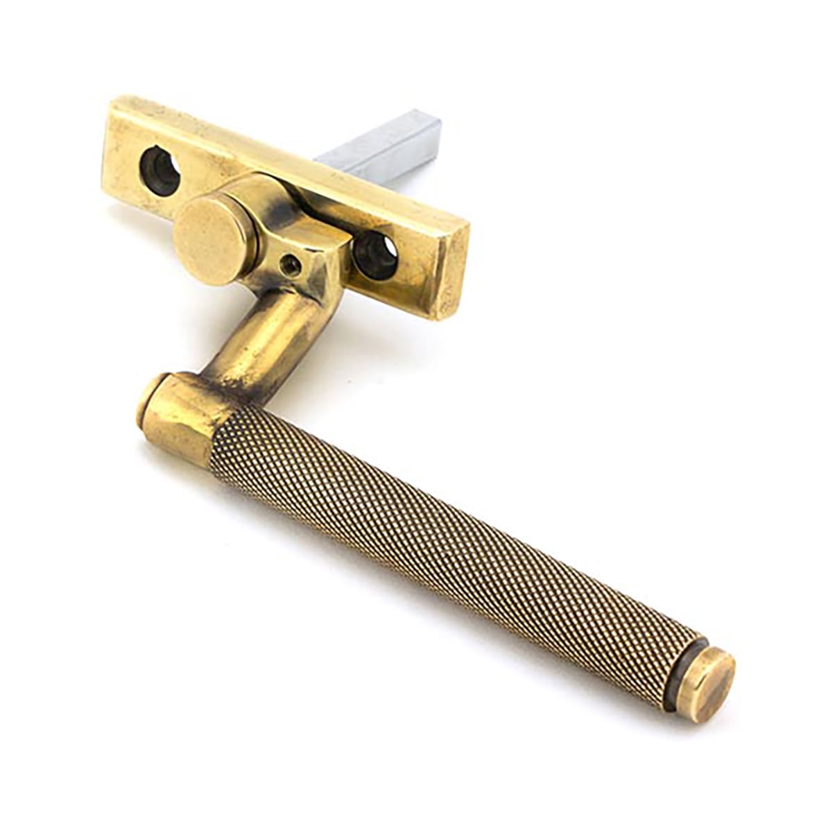 Brompton Knurled Locking Espagnolette Casement Window Handle - Left - Aged Brass - view 2