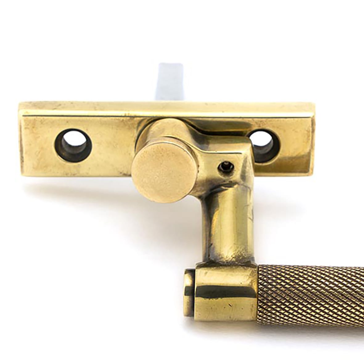 Brompton Knurled Locking Espagnolette Casement Window Handle - Left - Aged Brass - view 4