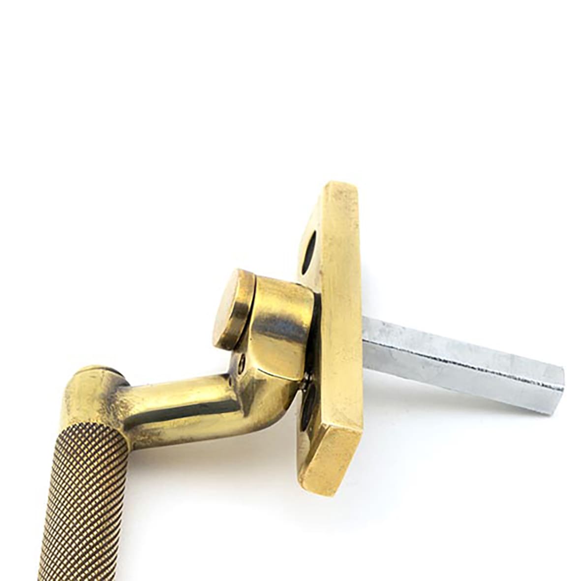 Brompton Knurled Locking Espagnolette Casement Window Handle - Left - Aged Brass - view 5