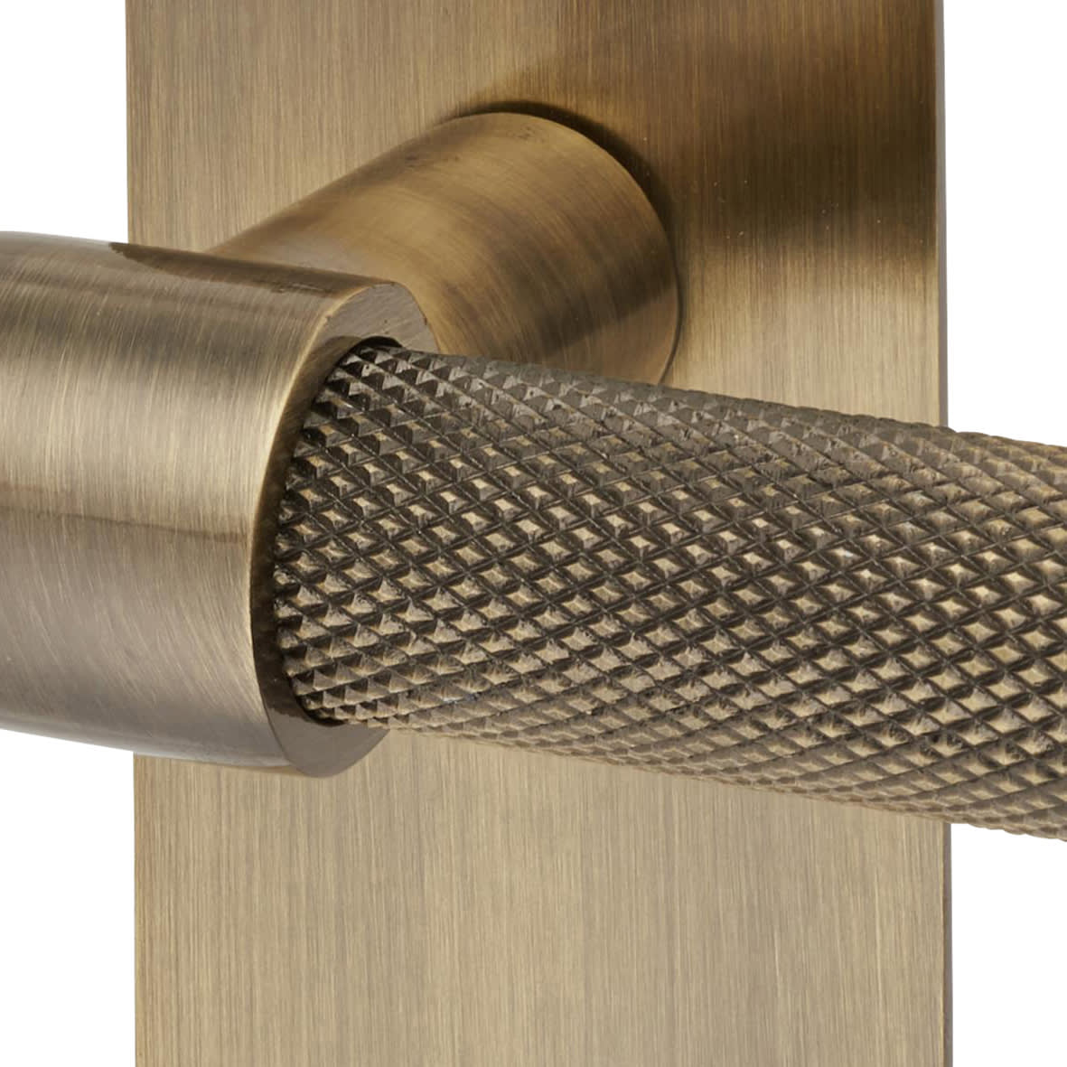 Antique Brass Knurled Latch Door Handles - Loxley Range - 150 x 50mm - view 4
