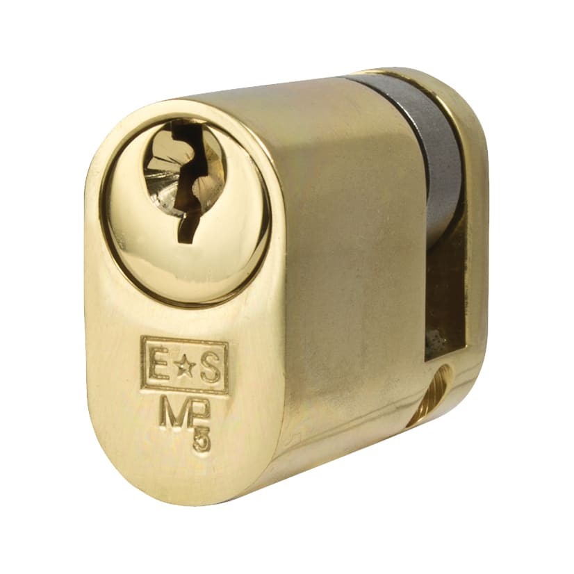 5 Pin 40mm Oval Single Cylinder - 30 + 10mm - Polished Brass - Keyed Alike - view 2