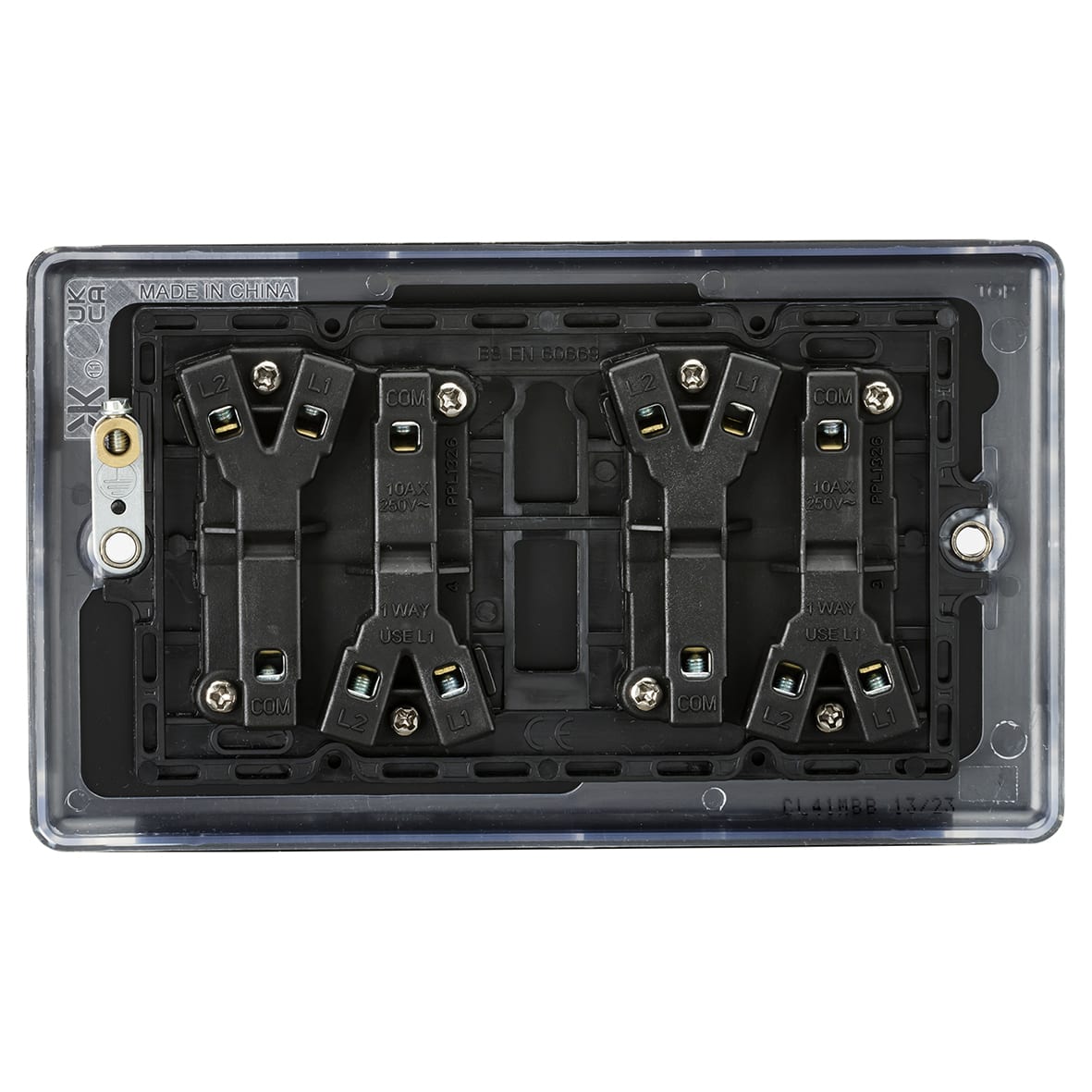 10AX 4 Gang 2 Way Round Edge Light Switch - Matt Black - view 4