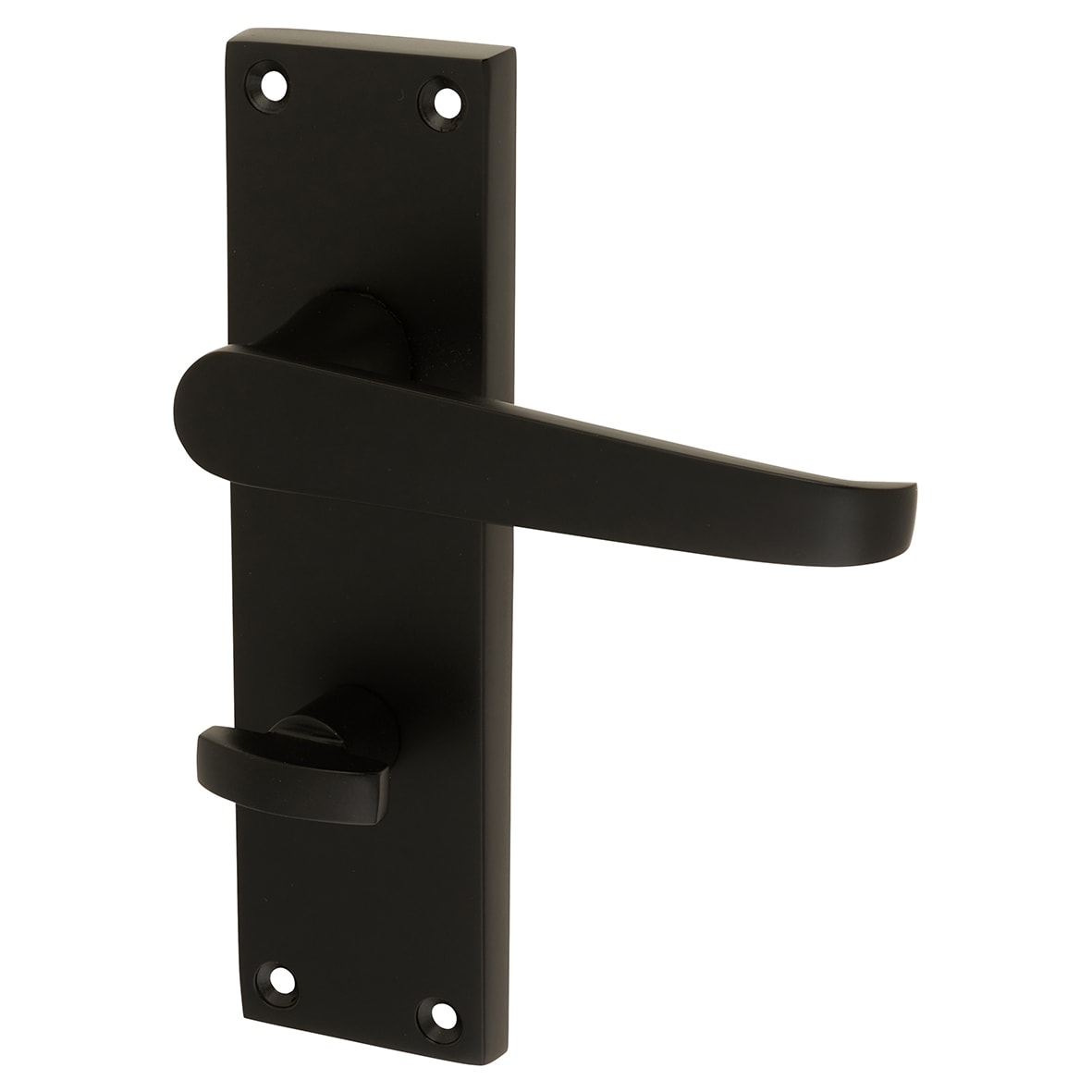 Matt Black Budget Straight Bathroom Door Handles - Mia Range - 153 x 42mm - view 2