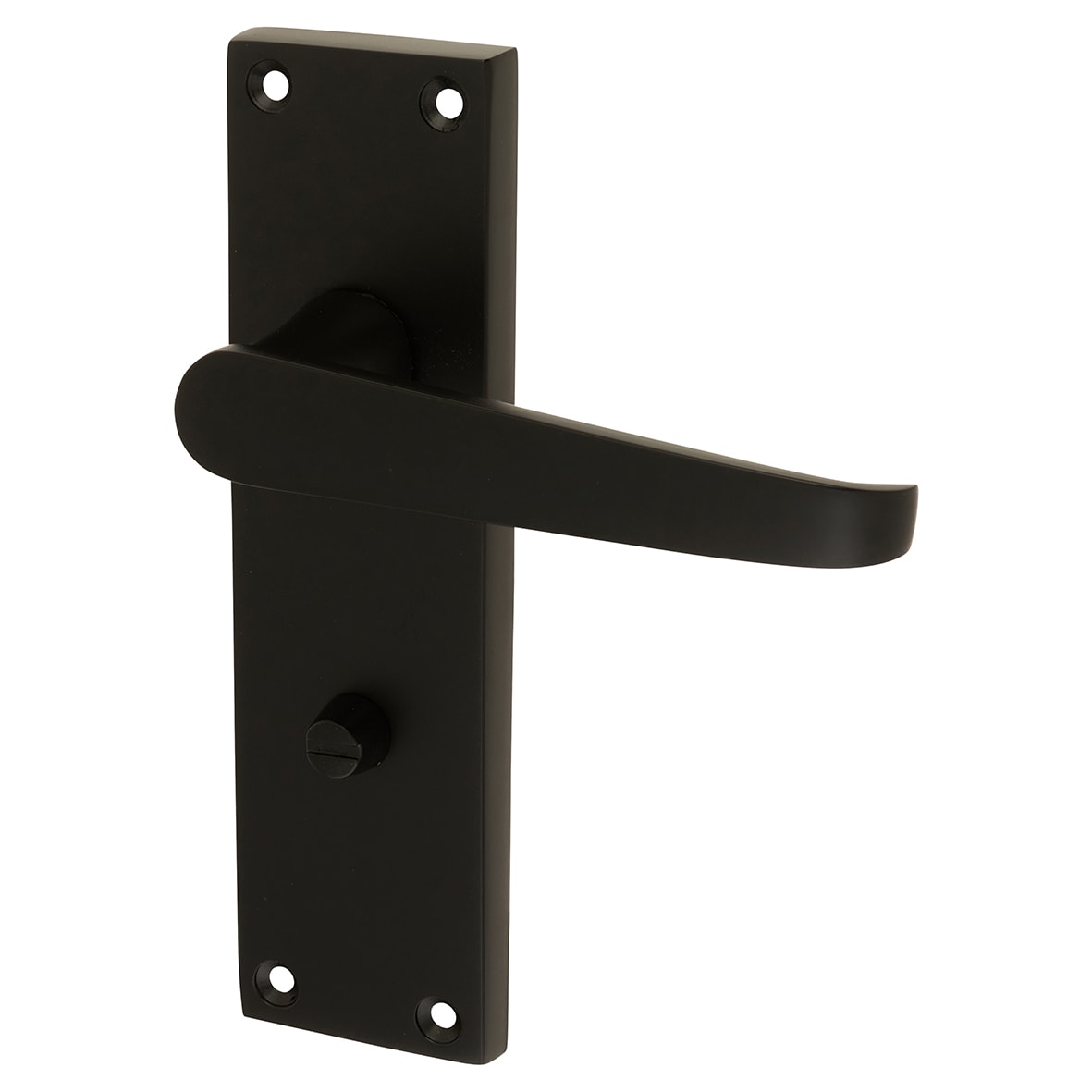 Matt Black Budget Straight Bathroom Door Handles - Mia Range - 153 x 42mm - view 3