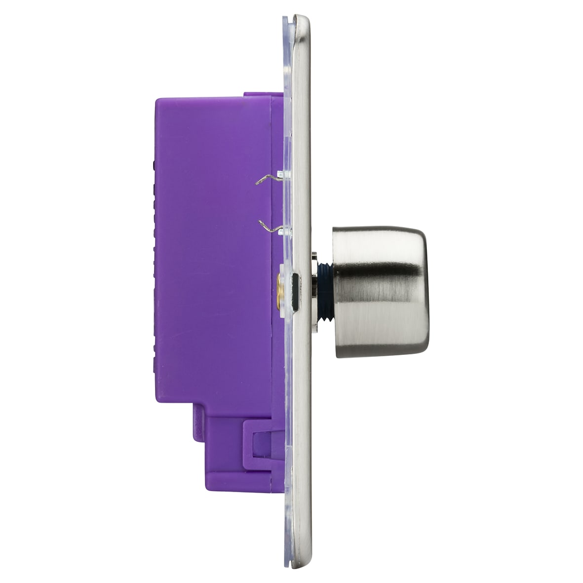 5 - 150W 1 Gang 2 Way Push On/Off Rotary Intelligent LED Dimmer Switch - Brush Chrome - view 3
