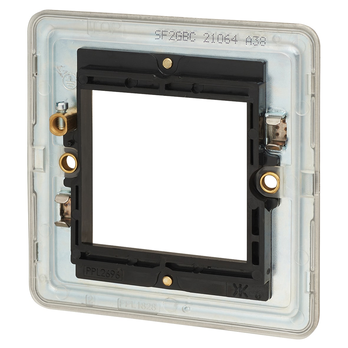 1 Gang 2 Module Euro Screwless Faceplate - Brushed Chrome - view 2