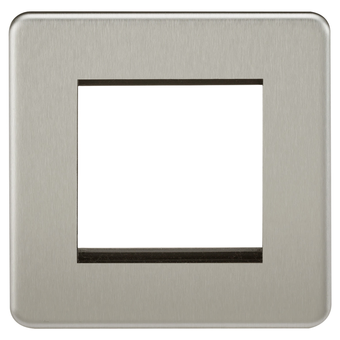 1 Gang 2 Module Euro Screwless Faceplate - Brushed Chrome - view 3
