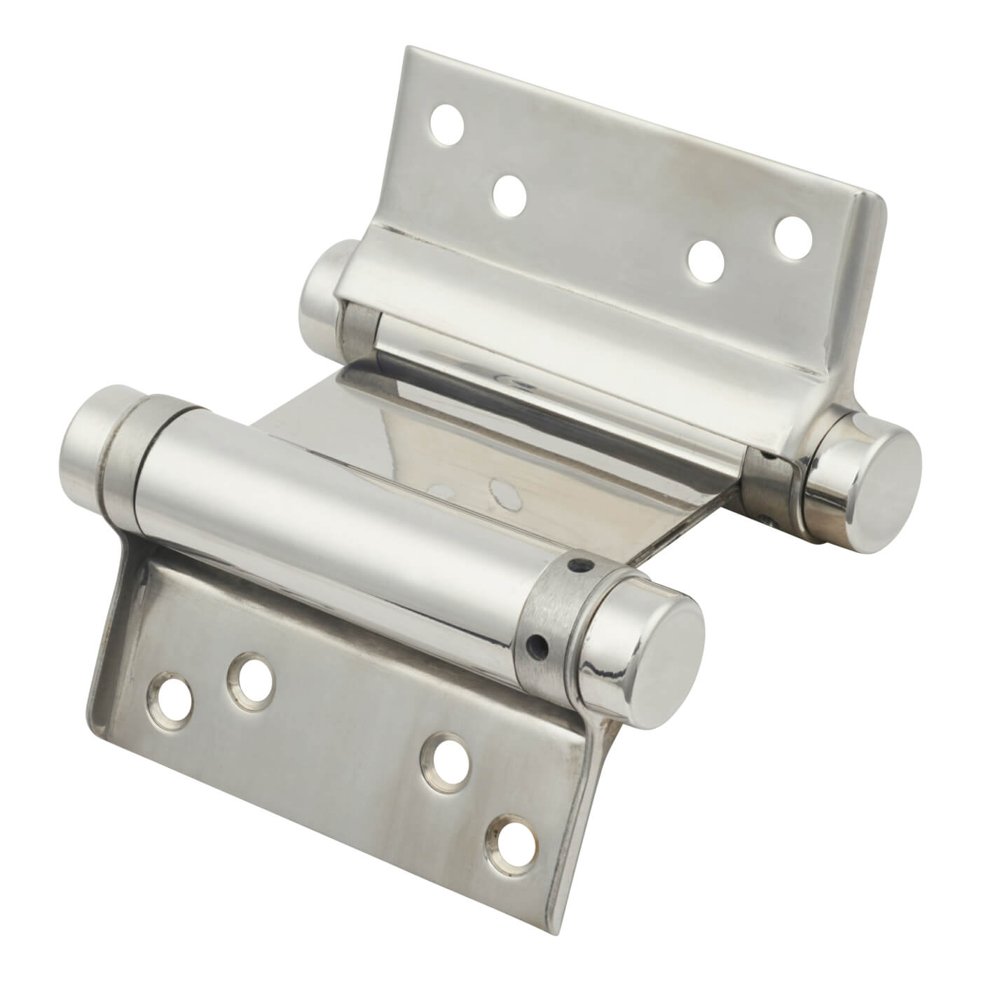 Double Action Self Closing Spring Hinge - 76mm Length - Polished Stainless Steel - Pair - view 3